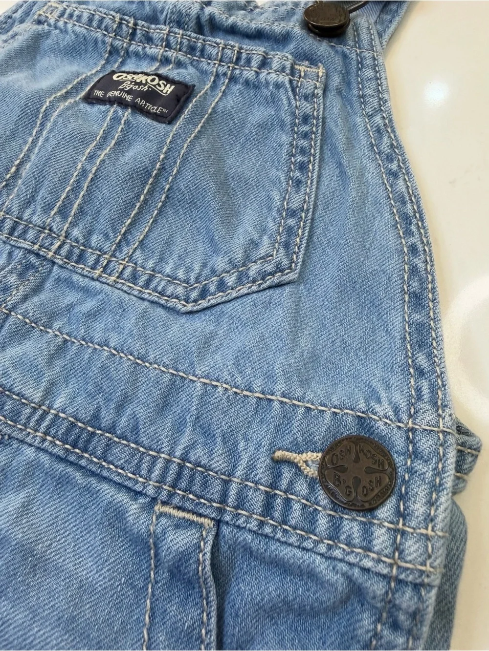 OshKosh B’gosh Denim Shortalls Overalls 3T Striped Straps